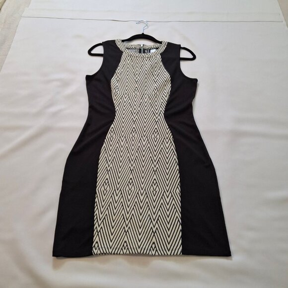 Divided H&M Color Block Bodycon Dress Size 14 Chrome Back Zipper Sleeveless - Picture 2 of 14